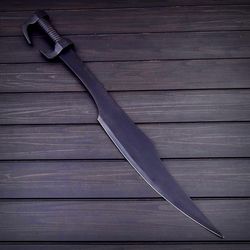 spartan sword black edition, handmade sword, gift for father, best sword, high quality sword, big sword with leather