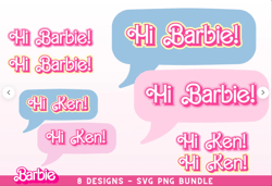 hi barbi svg hi kenn png retro clipart logos icons, digital download, perfect for cricut cut file logo speech bubble bar