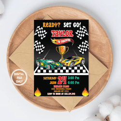 personalized file wheels birthday invitation, hot cars birthday invitation, invitation png file only, digital download