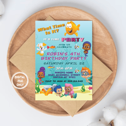 personalized file bubble guppies birthday invitations | printable bubble gup, invitation png file only, digital download