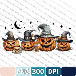 witch pumpkin halloween png, pumpkin halloween sublimation png, halloween png file, witch hat, bat png, halloween design