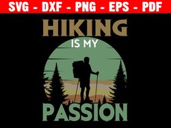 hiking is my happy place svg design, png for sublimation birthday gift idea for women, hobby design personalized gift