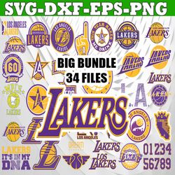 bundle 34 files lakers baseball team svg, lakers svg, nba teams svg, nba svg, png, dxf, eps, instant download