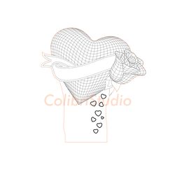 heart rose 3d lamp vector file