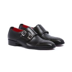 double monk strap formal black shoes