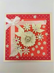 luxury handmade greeting card in gift box, all occasion card, mother's day card, birthday card, 3d flower greeting card