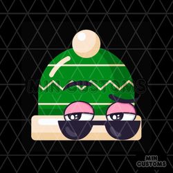 christmas winter hat face kawaii svg, christmas svg, hat svg, christmas face svg