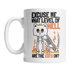 cats in hell mug - cute cat skeleton mug - kawaii cat skull mug - funny cat bones mug - dead cat mug - dark humor mug -