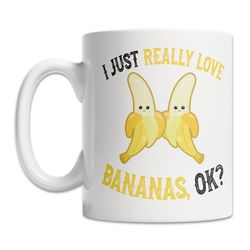 i love bananas mug - cute banana mug for banana lovers - funny banana gift mug - cute banana gift idea - banana coffee m