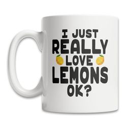 cute lemon mug - i love lemons mug - lemon lover mug - cute mug with lemons  - funny lemon gift mug - cute lemon gift id