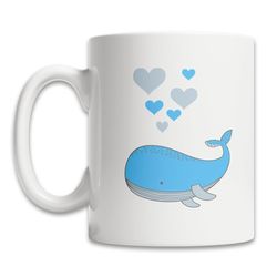 cute whale coffee mug - blue whale mug - whale lover mug - cute whale gift - cute whale mug - whale lover gift ideas - i