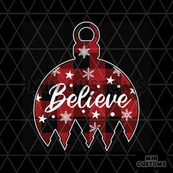 believe christmas tree ball red plaid