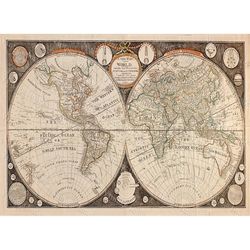 old world map giant historic map 1799 thomas kitchen world atlas map   antique style wall map of the world fine art prin