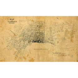 nashville map vintage poster wall art 1860 detailed city artwork print old antique style home decor tennessee prints gif