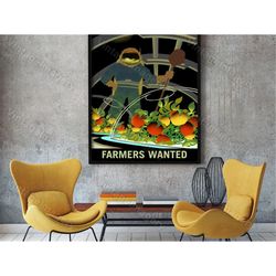 farmers wanted on mars 2016 nasa/jpl space travel farming poster space art great gift idea for farmers office, man cave,