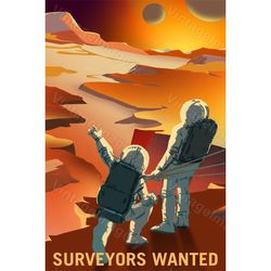 surveyors wanted explore mars 2016 nasa/jpl space travel poster nasa mars poster great gift idea for surveyor office man