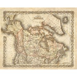 map of canada 1855 canadian map vintage canada map restoration decorator old style maps wall map decor new home housewar