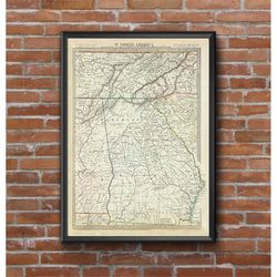 1833 sduk georgia map art print state map of georgia travel gift idea map art map of georgia office decor atlanta rustic