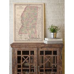 mississippi map - vintage map of mississippi fine art print gift