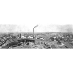 vintage lafayette indiana skyline photo  black & white 1923 the monon shops railroad train yard indiana trains terminal