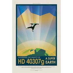 nasa exoplanet travel poster super earth hd 40307g nasa/jpl space travel poster great gift idea for kids room office man