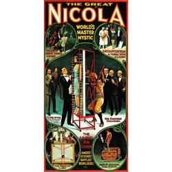 vintage nikola worlds master mystic magic magician poster 12 x 24 fine art print giclee