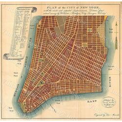 vintage new york map 1807 giant historic new york city map plan restoration decor style wall map nyc old map fine art pr
