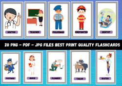 community helpers flashcards | montessori flashcards | pre-school cards | professions educational printable cards