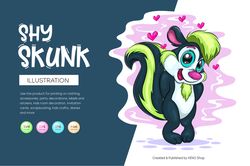 cartoon shy skunk. t-shirt, png, svg.