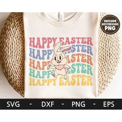 happy easter svg, easter shirt, funny easter, retro bunny svg, kid easter shirt design, dxf, png, eps, svg files for cri