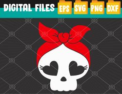 skeleton hear eyes lazy halloween costume cute skull bandana svg, eps, png, dxf, digital download