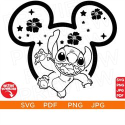 stitch disneyland ears svg, stitch svg ears svg png clipart, cricut design svg pdf jpg png, cut file cricut, silhouette