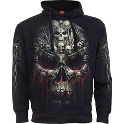 spiral direct death bones hooded bone finger, reaper/skull/gothic/biker/pullover/hood/hoodie