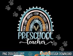 preschool teacher leopard boho rainbow back to school  png, sublimation copy