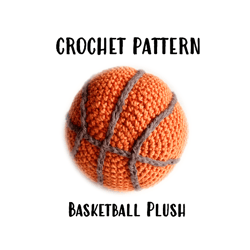 crochet basketball pattern, how to crochet a basketball, basketball amigurumi plush, downloadable pdf pattern, basketbal