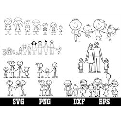 stick family svg bundle , stick family clipart , stick family cut file , family svg