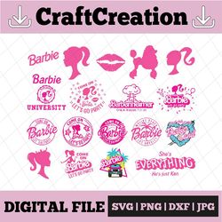 bundle barbie svg file, pink doll svg, girl svg, svg file for cricut , layered svg files, clipart files, instant downlo