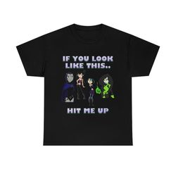 if you look like this hit me up cartoon t-shirt