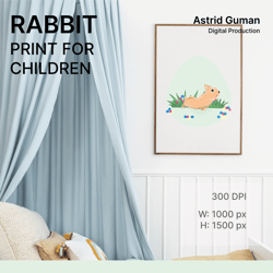 paintings in the nursery. rabbit. hare. children's print. room decor. children's decor. neutral children's art. wall art