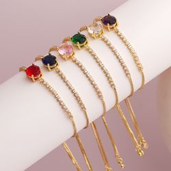 adjustable 18k gold bracelet sparking gem stone