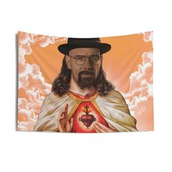saint walter white indoor wall tapestries, funny meme tapestries