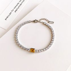 zircon sparkling bracelet gem stone stainless steel