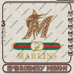 mlb miami marlins gucci embroidery design, mlb team embroidery files, mlb marlins machine embroidery, mlb design
