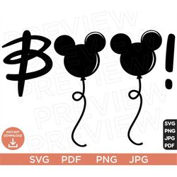 boo! balloon mickey mouse  ears svg png , disneyland ears svg clipart svg, cut file cricut, silhouette, cricut design