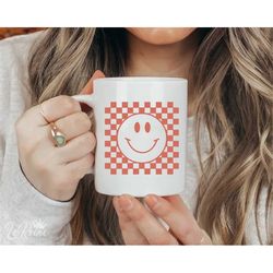 checkered pattern smiley face svg, smiley svg, trendy svg, aesthetic svg, cut file cricut, png, sublimation, instant dow