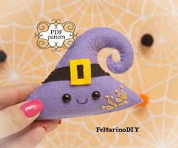 felt witch hat pattern, felt halloween ornaments patterns, felt hat ornament, felt toy pattern, felt patterns