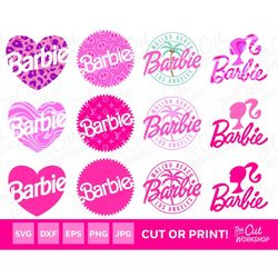 barbi icons retro logo bundle babe doll girly beach head pink layered | svg png jpg clipart digital download sublimation
