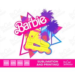 barbi roller skate blade palms pink babe doll girly retro 80s | svg png jpg clipart digital download sublimation
