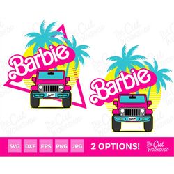 barbi offroad 4x4 car convertible pink babe retro 80s | color | svg png jpg clipart digital download sublimation cricut