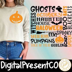 halloween svg design - halloween shirt svg for cricut - halloween subway art svg - fall cut file - popular halloween dig